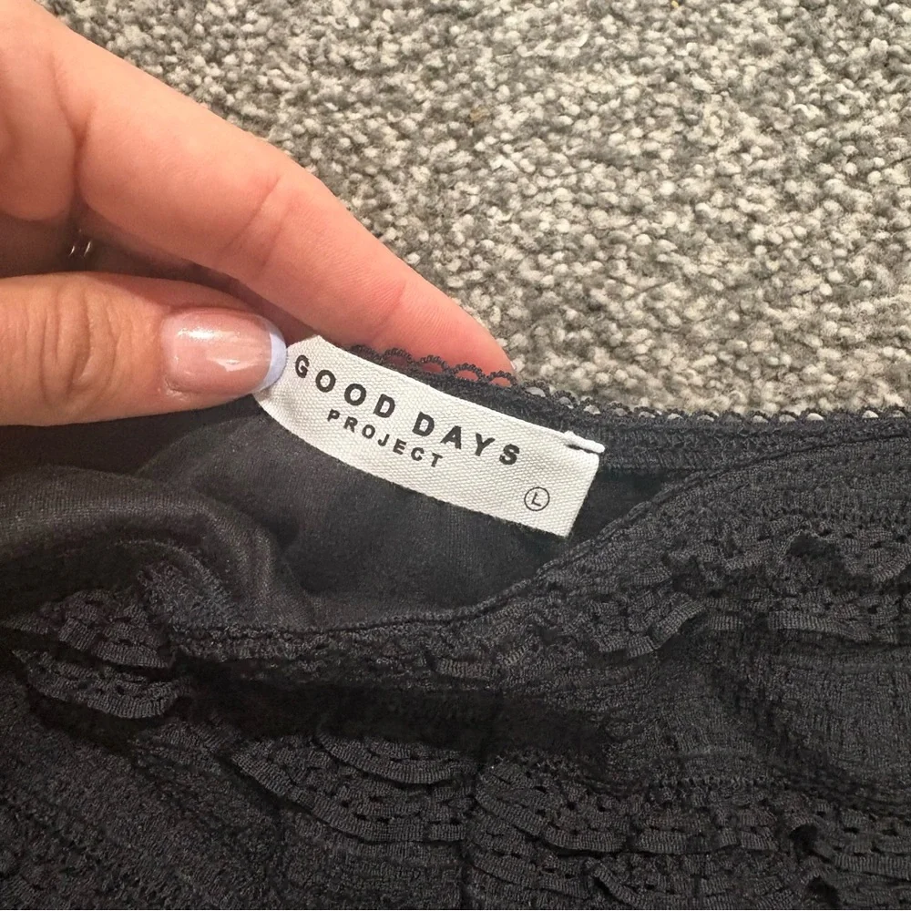 Black Mini Ruffle Shorts - Picture 2 of 2